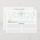 Mint Green Sketched Kitchen Tools Recipcards Briefkaart (Voorkant / Achterkant)