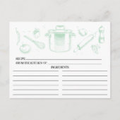 Mint Green Sketched Kitchen Tools Recipcards Briefkaart (Voorkant)