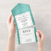 Mint Green Sparkle All In One Uitnodiging (Afscheurbaar)