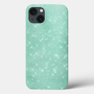 Mint Green Sparkle Glitter Girly Glam iPhone 13 Hoesje