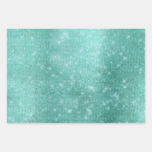 Mint Green Sparkle Inpakpapier Vel (Voorkant 3)