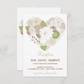Mint Green Spring Heart Flowers Reception Kaart (Voorkant / Achterkant)