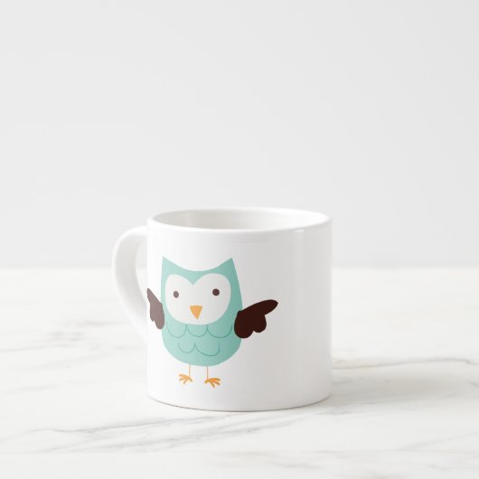 Mint Green Spring Owl Espresso Kop (Voorkant links)