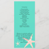 Mint Green Starfish Tall Wedding Program Sjabloon (Achterkant)