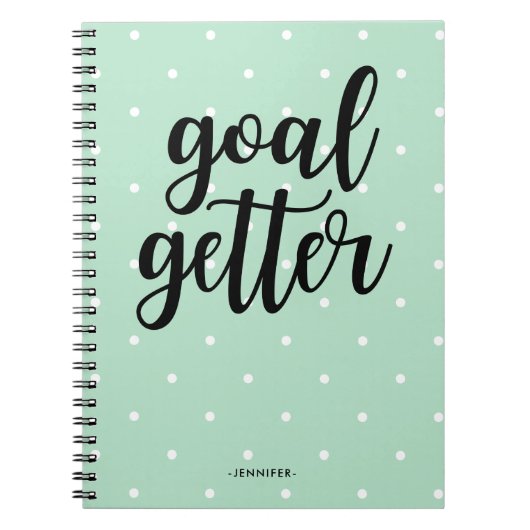 Mint Green-Stippen | Goal Getter Notitieboek (Voorkant)