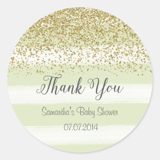 Mint Green Stripes Baby shower Sticker (Voorkant)