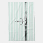 Mint Green Stripes Grey Waterverf Anchor Custom Theedoek (Verticaal)