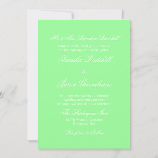 Mint Green Stylish Complementary Color Wedding Kaart (Voorkant)