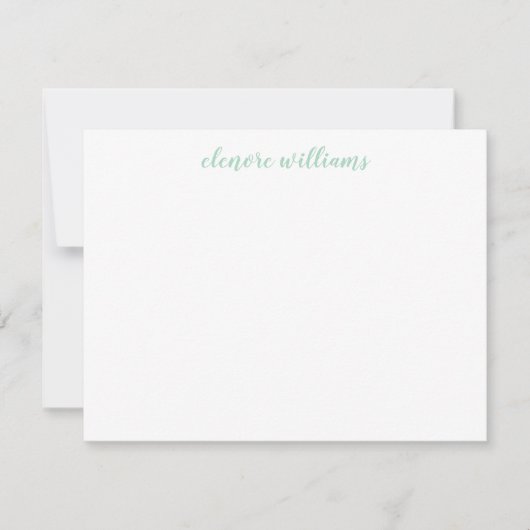 Mint Green Stylish Modern Elegant Girly Script Notitiekaartje (Voorkant)