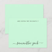 Mint Green Stylish Script Elegant Minimalist Notitiekaartje (Voorkant / Achterkant)