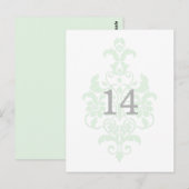Mint Green Subtle Damask Table Number Briefkaart (Voorkant / Achterkant)