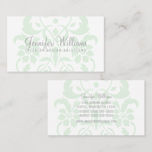 Mint Green Subtle Damask Visitekaartje