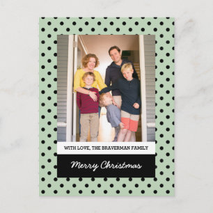 Mint Green Sweet Polka Dot Holiday Foto Briefkaart