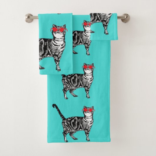 Mint Green Tabby Chat Chats Garçons Lunettes de so (En situation)