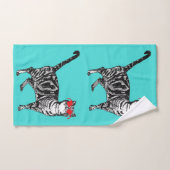 Mint Green Tabby Chat Chats Garçons Lunettes de so (Serviette à main)