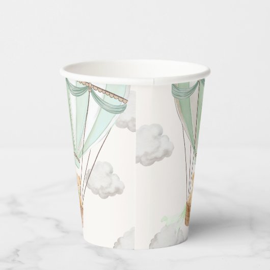 Mint Green Teddy Bear Hete Luchtballon Papieren Bekers (Rechts)