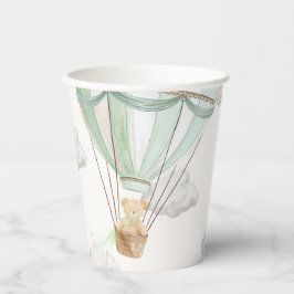 Mint Green Teddy Bear Hete Luchtballon Papieren Bekers