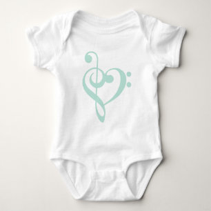 Mint Green Treble Clef & Bass Clef Heart Romper