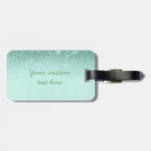 Mint Green Trendy Ombre Glitter Monogram Luggage Bagagelabel (Achterkant horizontaal)