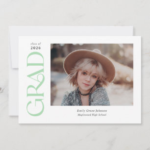 Mint Green Trendy Serif Twee foto's Afstuderen Aankondiging
