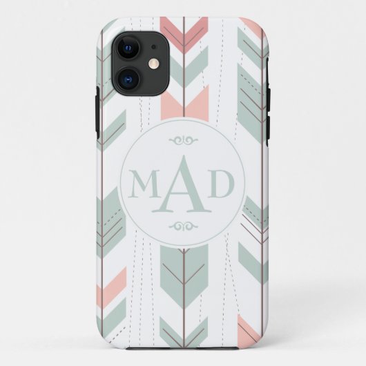 Mint Green Tribal Motif Monogram iPhone 5 Coque (Dos)