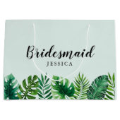 Mint Green Tropische Waterverf bladeren bruidsmeis Groot Cadeauzakje (Voorkant)