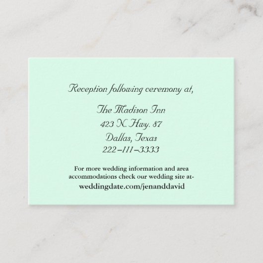 Mint Green Trouwbehuizingskaarten Informatiekaartje (Voorkant)