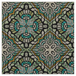Mint Green Turquoise Retro Nouveau Deco Patroon Stof