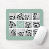 Mint Green Unique Photo Collage Custom Monogram Muismat (Met muis)
