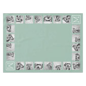 Mint Green Unique Photo Collage Custom Monogram Tafelkleed (Voorkant (Horizontaal))