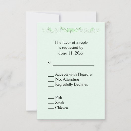 Mint Green Vine RSVP met Menu (Voorkant)