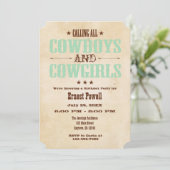 Mint Green Vintage Cowboy Invitation Anniversaire (Debout devant)