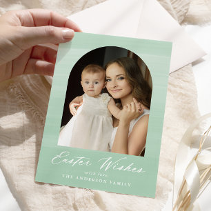 Mint Green Waterverf Arch 2 Fotopaasmaak Feestdagenkaart