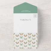 Mint Green Waterverf Boho Rainbow Baby shower All In One Uitnodiging (Buitenkant)