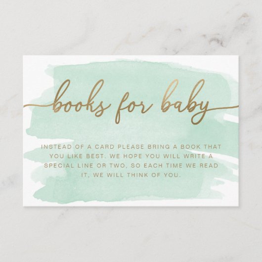Mint Green Waterverf Books Request Insert Kaart (Voorkant)