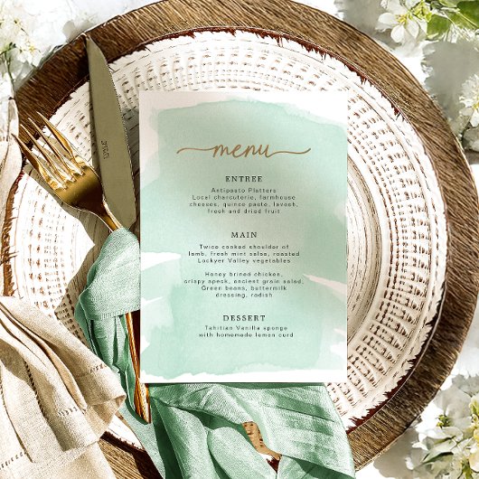 Mint Green Waterverf Gold Menu