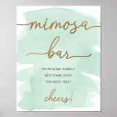 Mint Green Waterverf Gold Mimosa Bar Poster (Voorkant)