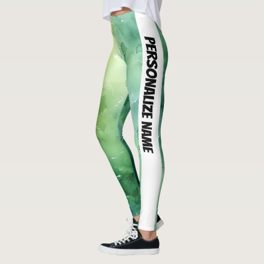 Mint Green Waterverf PERSONALISEREN Leggings (Links)