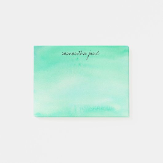 Mint Green Waterverf Personalized Post-it® Notes (Voorkant)