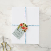 Mint Green Waterverf Rozen Weddenschap Bedankt Cadeaulabel (Met Touw)