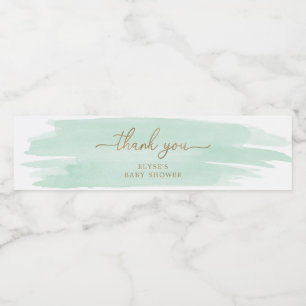 Mint Green Waterverf Water Fles Favoriet Waterfles Etiket