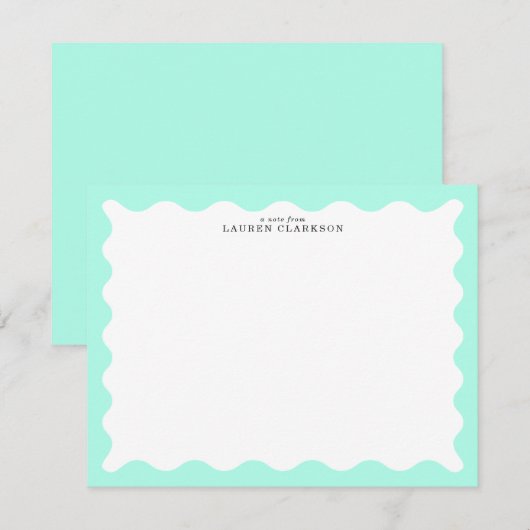 Mint Green Wavy Frame Note Card Kaart (Voorkant / Achterkant)