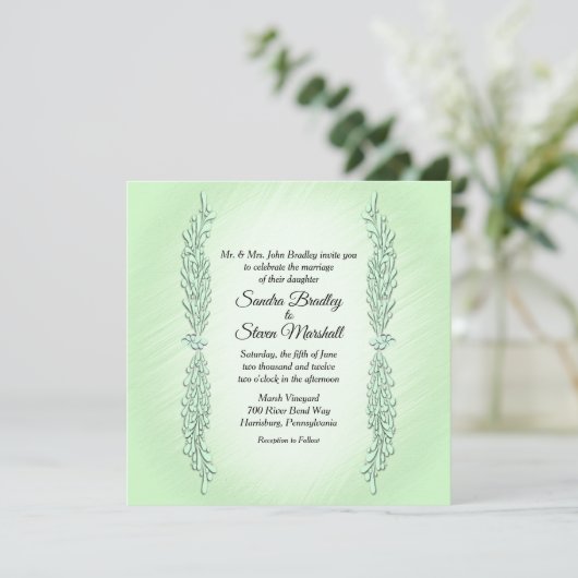 Mint Green Wedding Invitation Kaart (Staand voorkant)