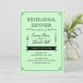 Mint Green Wedding Rehearsal Dinner Invitations Kaart (Staand voorkant)