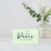 Mint Green Wellness Coach Carte de visite (Debout devant)