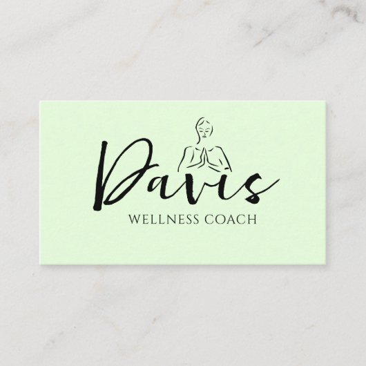 Mint Green Wellness Coach Carte de visite (Devant)
