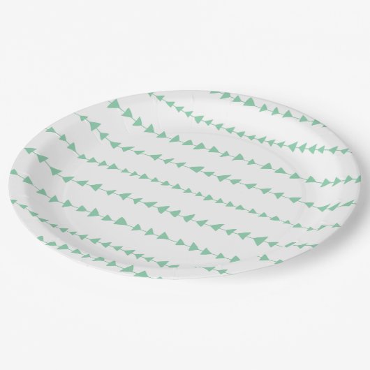 Mint Green White Aztec Arrows Pattern Papieren Bordje (Gekanteld)