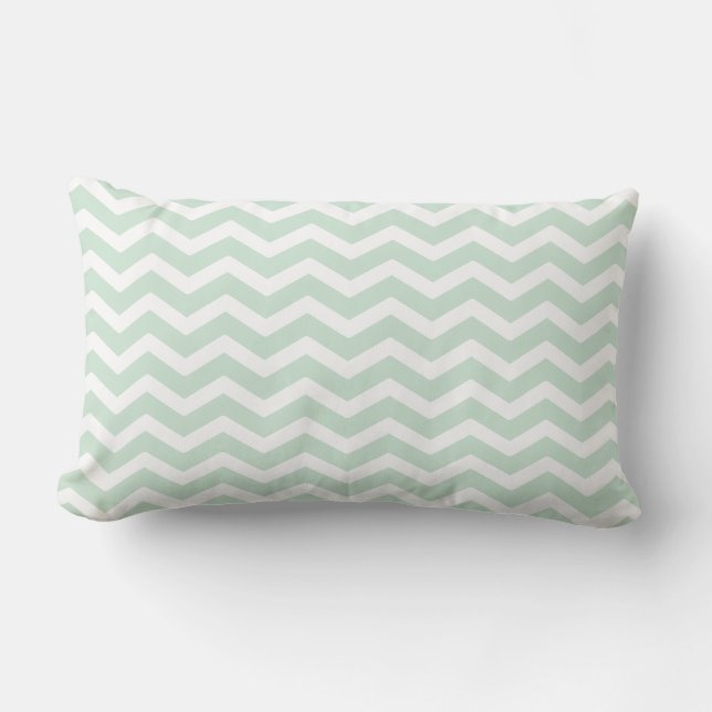 Mint Green White Chevron Pattern Kussen (Voorkant)