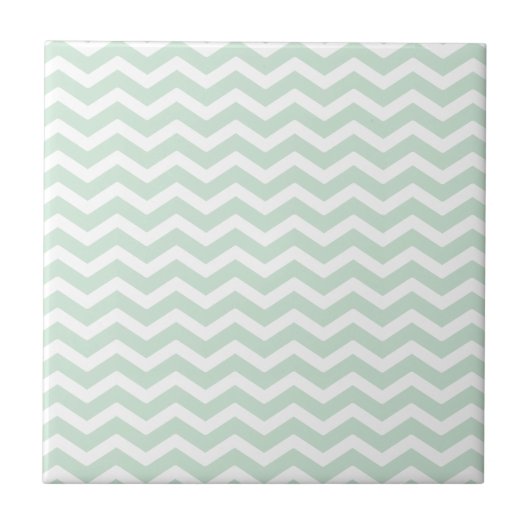 Mint Green White Chevron Pattern Tegeltje (Voorkant)