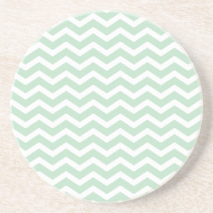 Mint Green White Chevron Pattern Zandsteen Onderzetter